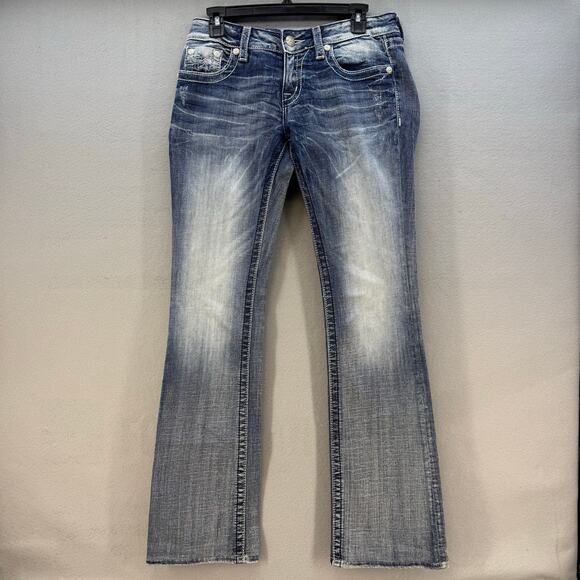 Miss Me Jeans Women's 28 Blue Boot Cut Embroidered M Pockets Western Classic - Picture 1 of 15
